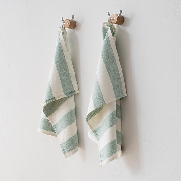 Linenme Set Of 2 Linen Tea Towels Aqua Foam Philippe