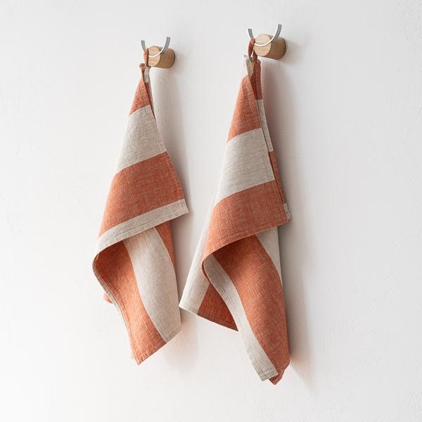 Linenme Set Of 2 Linen Tea Towels Brick Natural Venice