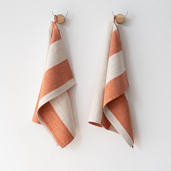 linenme Set of 2 Linen Tea Towels Brick Natural Venice