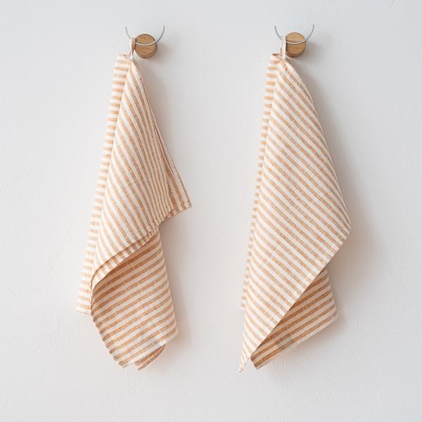 linenme Set of 2 Linen Tea Towels New Gold Brittany