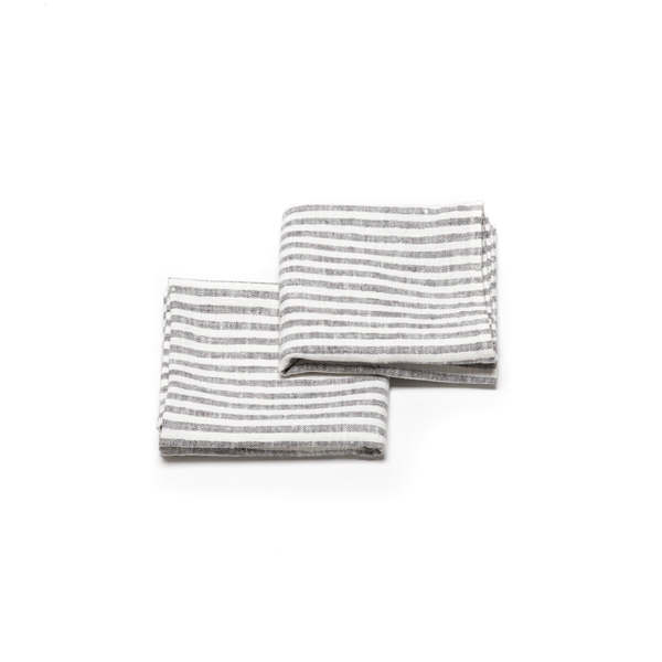 Linenme Set Of 2 Linen Tea Towels New Graphite Brittany