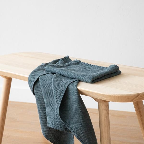Linenme Set Of 2 Linen Waffle Hand Towels Balsam Green