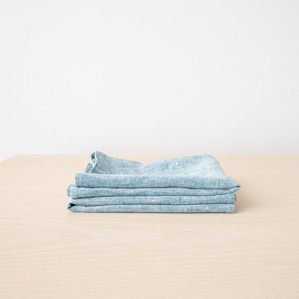 Linenme Set Of 2 Marine Blue Linen Hand Towels Francesca