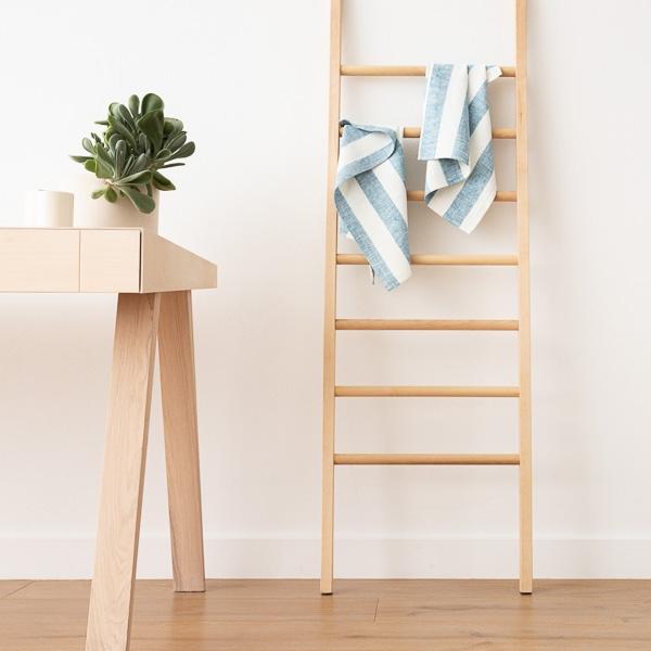 Linenme Set Of 2 Marine Blue Linen Hand Towels Philippe