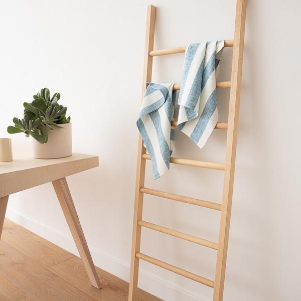 Linenme Set Of 2 Marine Blue Linen Hand Towels Philippe