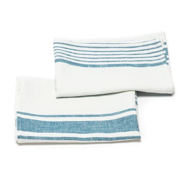 Linenme Set Of 2 Marine Blue Linen Hand Towels Tuscany