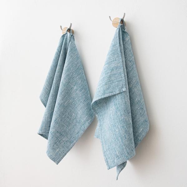 Linenme Set Of 2 Marine Blue Linen Tea Towels Francesca