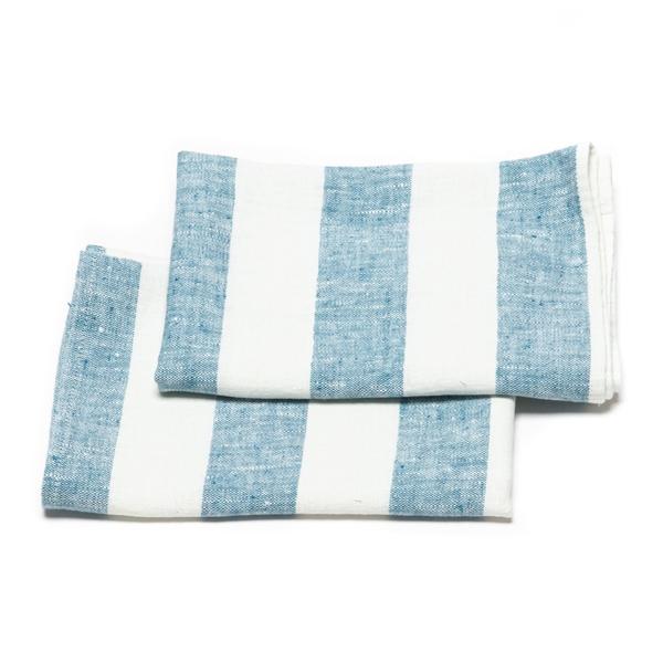 Linenme Set Of 2 Marine Blue Linen Tea Towels Philippe