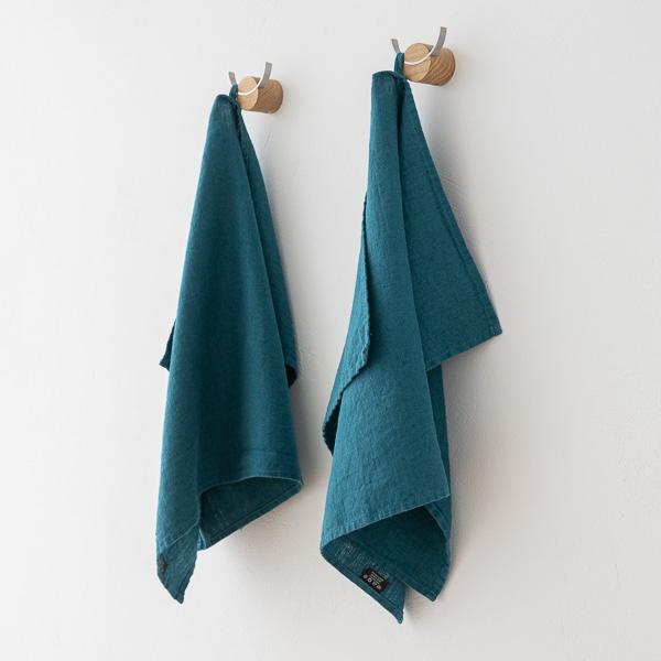 Linenme Set Of 2 Marine Blue Linen Tea Towels Terra