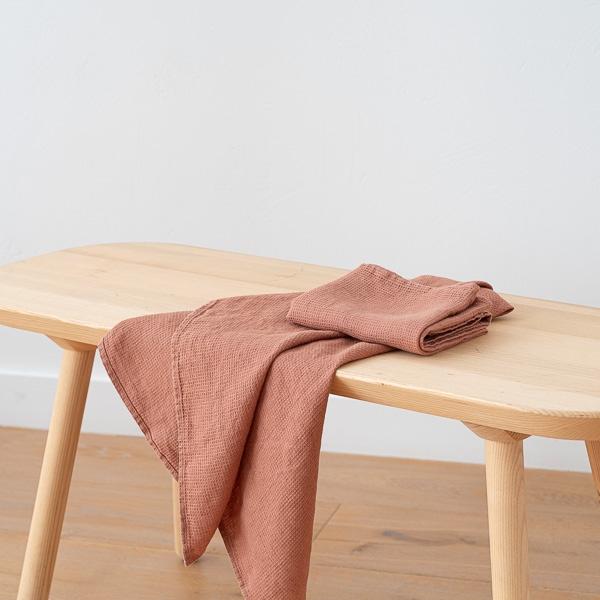 Linenme Set Of 2 Mocha Linen Waffle Hand Towels Washed