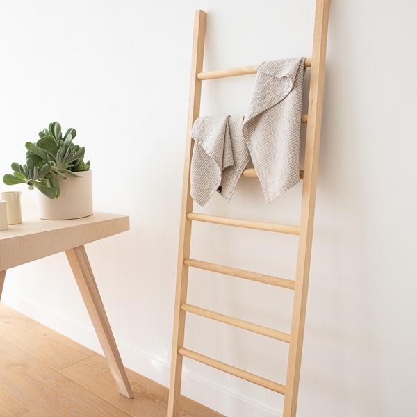 Linenme Set Of 2 Natural Linen Cotton Hand Towels Wafer