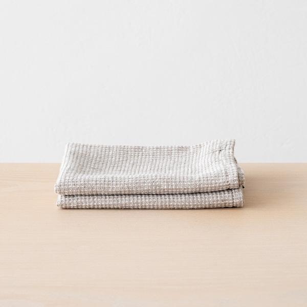linenme Set of 2 Natural Linen Cotton Hand Towels Wafer