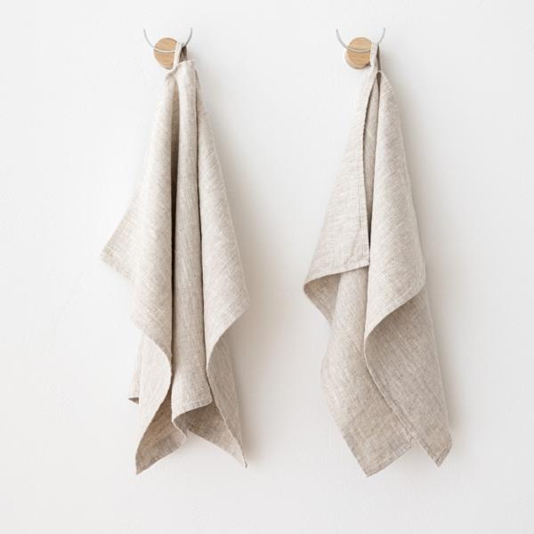 linenme Set of 2 Natural Linen Guest Towels Provence