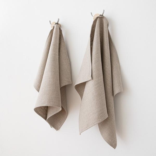 linenme Set of 2 Natural Linen Hand and Guest Towels Lara
