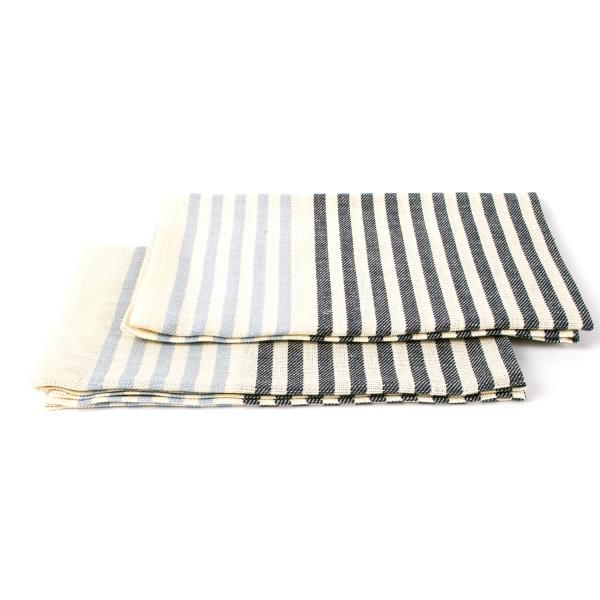 Linenme Set Of 2 Navy And Light Blue Linen Kitchen Towels Twill