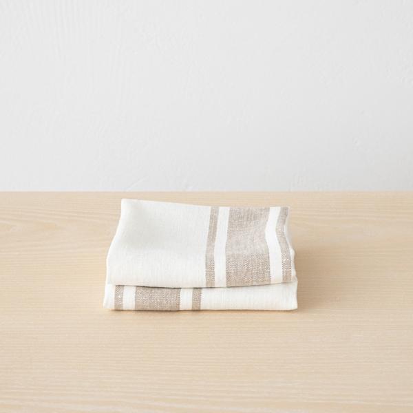 Linenme Set Of 2 Off White Grey Linen Tea Towels Tuscany