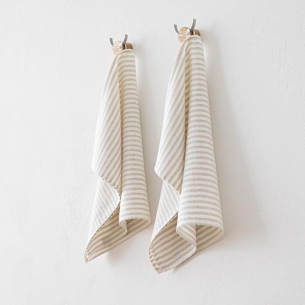 Linenme Set Of 2 Off White Natural Linen Hand Towels Brittany