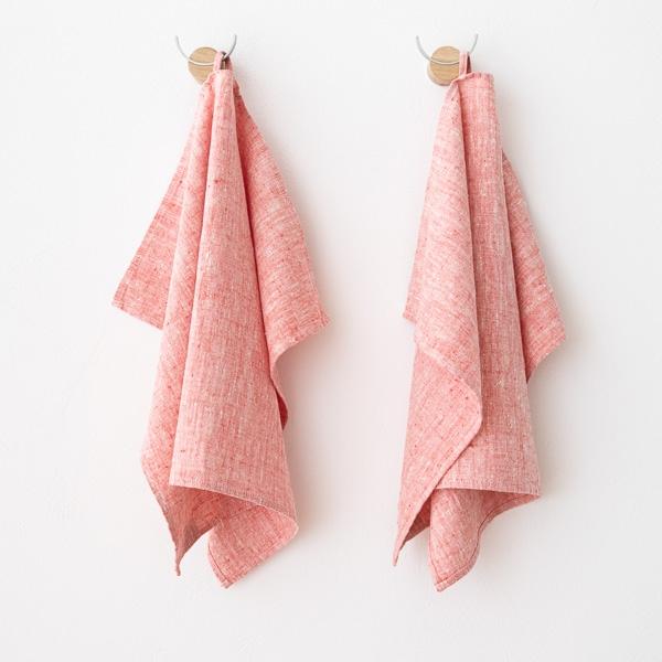 Linenme Set Of 2 Red Linen Hand And Guest Towels Francesca
