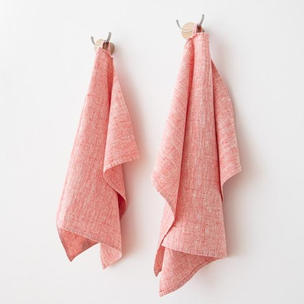 linenme Set of 2 Red Linen Hand and Guest Towels Francesca