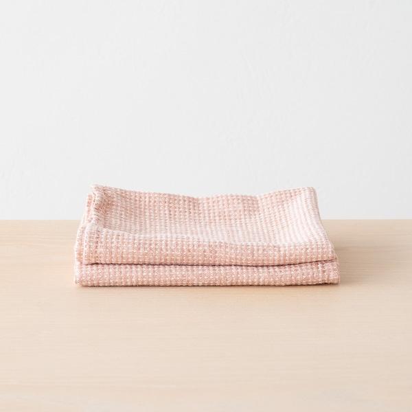 linenme Set of 2 Rosa Linen Cotton Hand Towels Wafer Washed