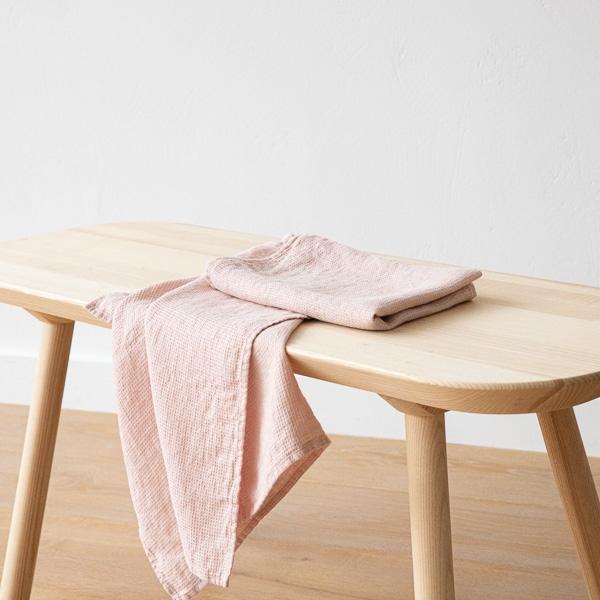 Linenme Set Of 2 Rosa Linen Waffle Hand Towels Washed
