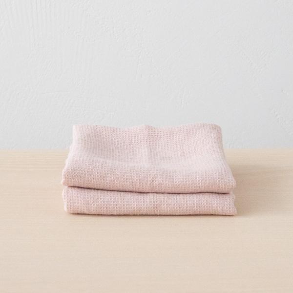 linenme Set of 2 Rosa Linen Waffle Hand Towels Washed