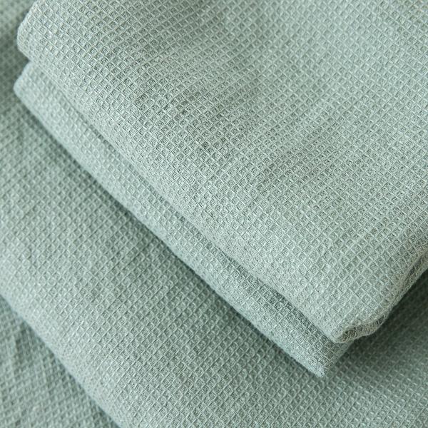 Linenme Set Of 2 Spa Green Linen Waffle Hand Towels Washed