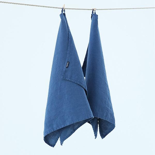 Linenme Set Of 2 Stone Washed Linen Tea Towels Indigo