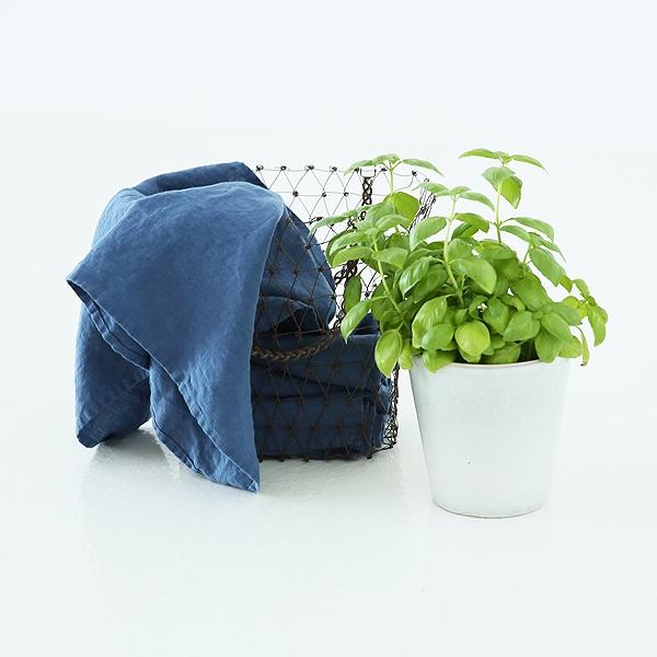 linenme Set of 2 Stone Washed Linen Tea Towels Indigo