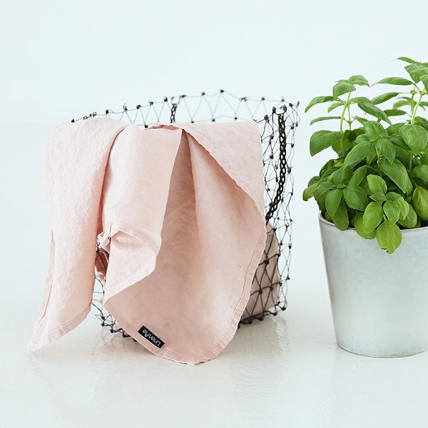 linenme Set of 2 Stone Washed Linen Tea Towels Rosa