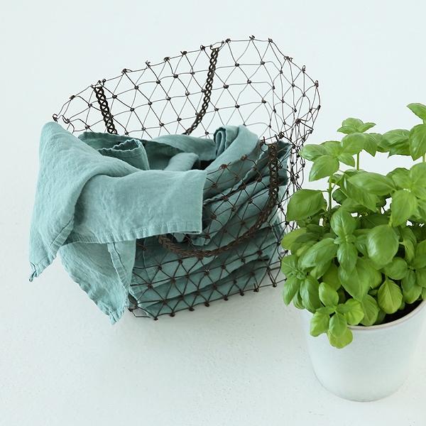 Linenme Set Of 2 Stone Washed Linen Tea Towels Spa Green