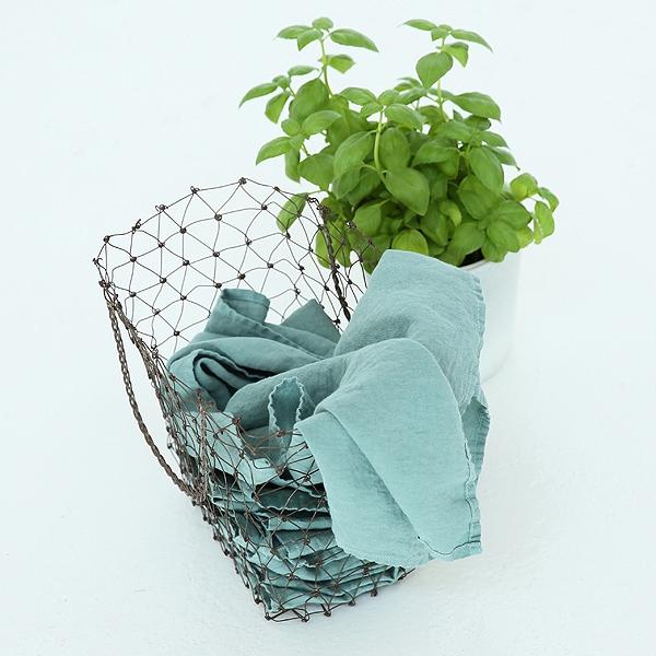 Linenme Set Of 2 Stone Washed Linen Tea Towels Spa Green