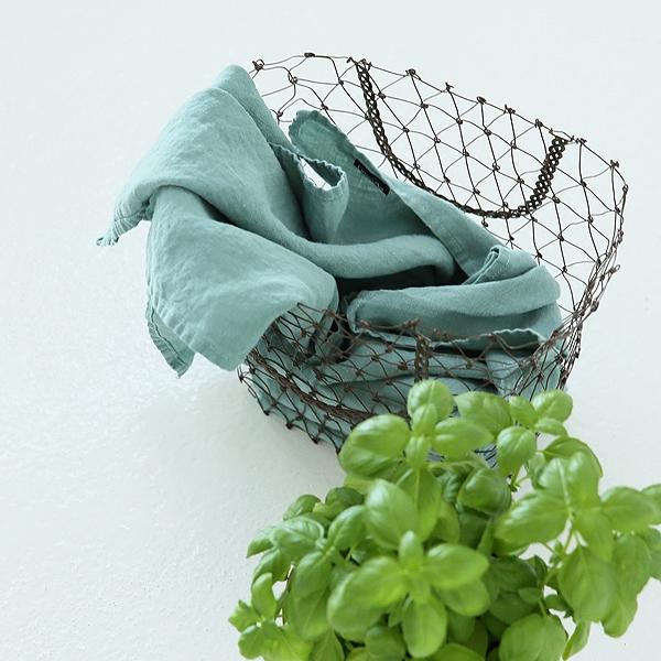 Linenme Set Of 2 Stone Washed Linen Tea Towels Spa Green