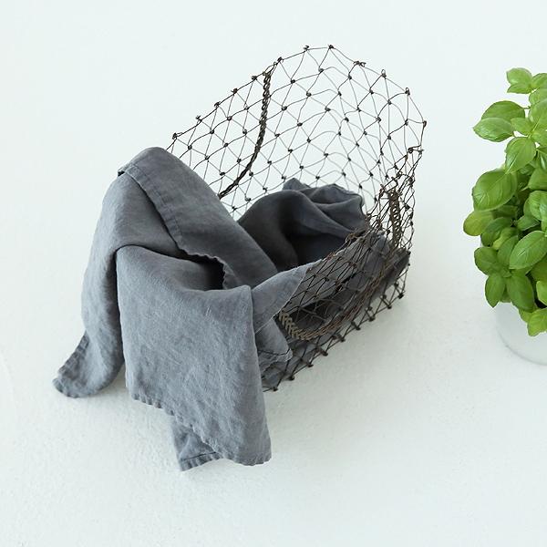 Linenme Set Of 2 Stone Washed Linen Tea Towels Steel Grey