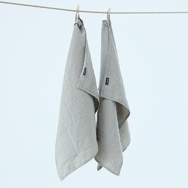 Linenme Set Of 2 Stone Washed Linen Tea Towels Taupe