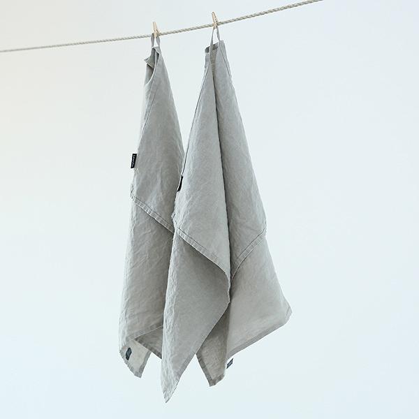 Linenme Set Of 2 Stone Washed Linen Tea Towels Taupe