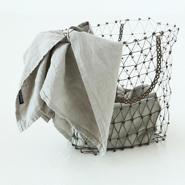 linenme Set of 2 Stone Washed Linen Tea Towels Taupe