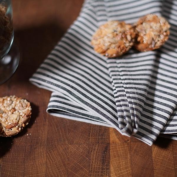 Linenme Set Of 2 Tea Towels Black Striped Linen Cotton Jazz