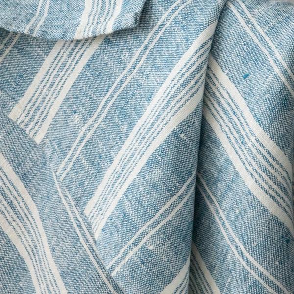 Linenme Set Of 2 Tea Towels Marine Blue Multi Striped Linen