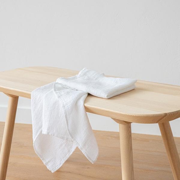 Linenme Set Of 2 White Linen Waffle Hand Towels Washed