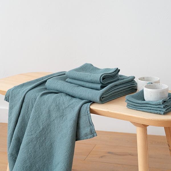 Linenme Set Of 4 Arctic Linen Waffle Wash Cloths Washed