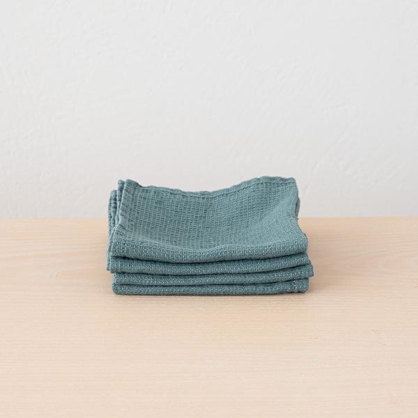 linenme Set of 4 Arctic Linen Waffle Wash Cloths Washed