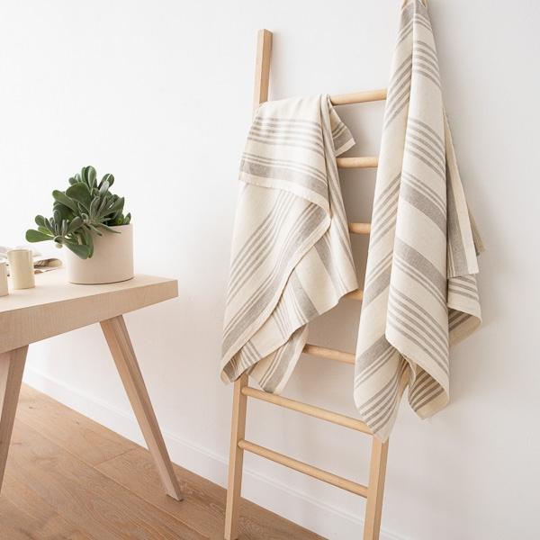Linenme Set Of 4 Bath Towels Cream Huckaback Linen Linum