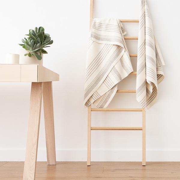 linenme Set of 4 Bath Towels Cream Huckaback Linen Linum