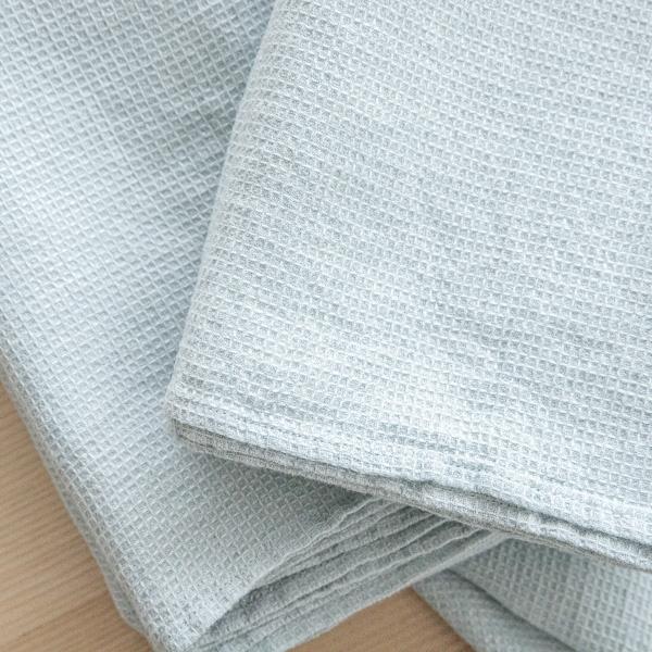 Linenme Set Of 4 Ice Blue Linen Cloths Washed Waffle