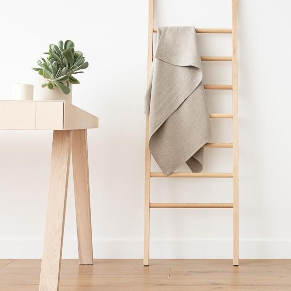 linenme Set of 4 Natural Linen Huckaback Bath Towels Lara