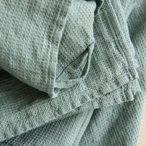 Linenme Set Of 4 Spa Green Linen Wash Cloths Waffle