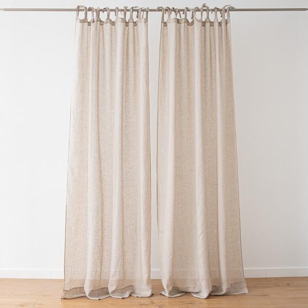 Linenme Sheer Linen Curtain With Ties Natural Garza