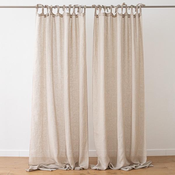 Linenme Sheer Linen Curtain With Ties Natural Garza