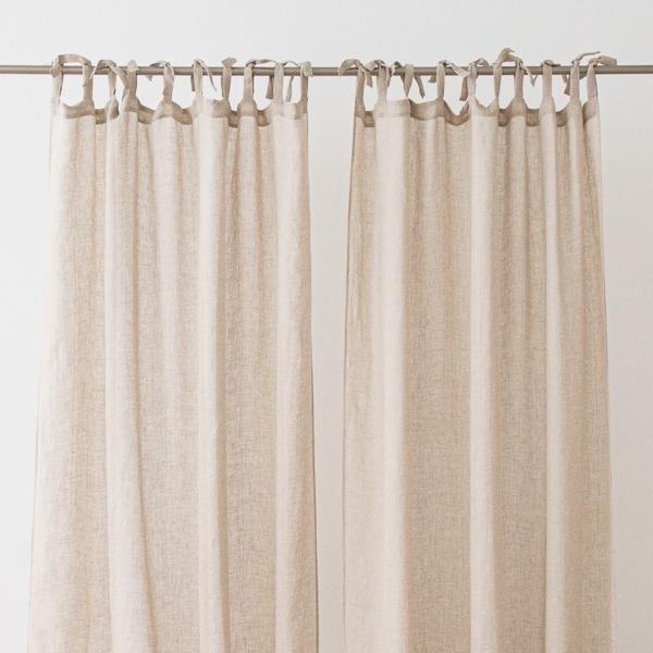 Linenme Sheer Linen Curtain With Ties Natural Garza
